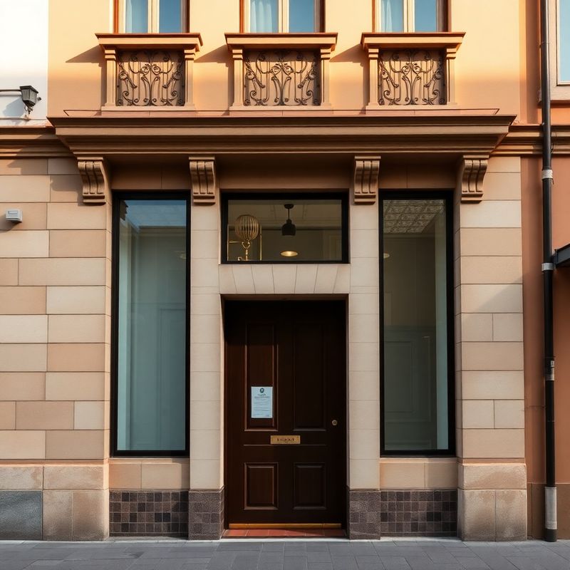 Fachada clásica del edificio del despacho en el centro de Murcia